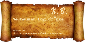 Neuhauser Boglárka névjegykártya